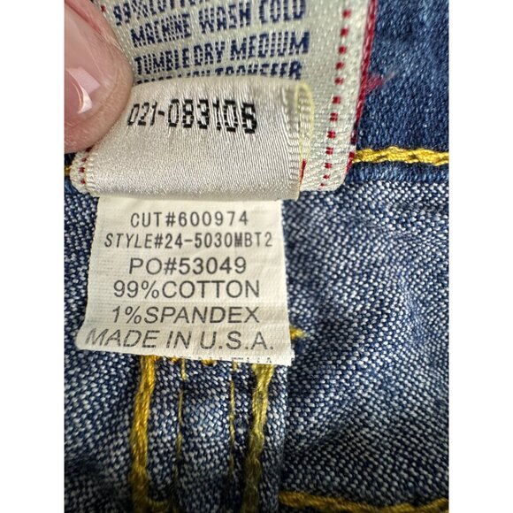 True Religion Billy Super T Womens 29 Jeans USA Blue Denim Orange Stitch NWOT - Picture 7 of 16